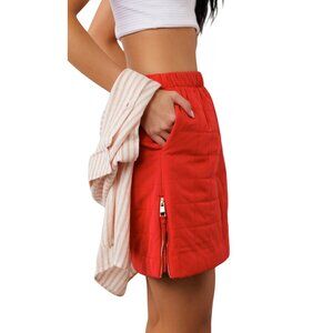 Böhme Womens Quilted Red Skirt With Side Zippers Size Large